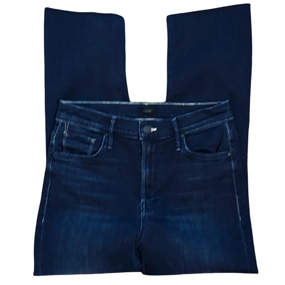 MOTHER The Insider Crop Step Fray Dark Blue Denim Jean Night Tripper Wash Sz 29 - Picture 6 of 13